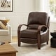 preview thumbnail 16 of 17, Alex Mid-century Modern Genuine Leather Manual Recliner with Wooden Curved Arms