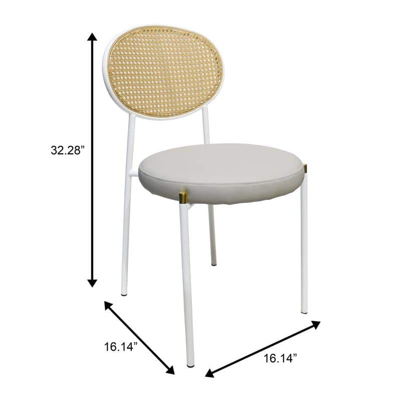 LeisureMod Euston Modern Dining Chair with Upholstered Velvet Seat - Wicker Back and White Stainless Steel Legs Accent Chair