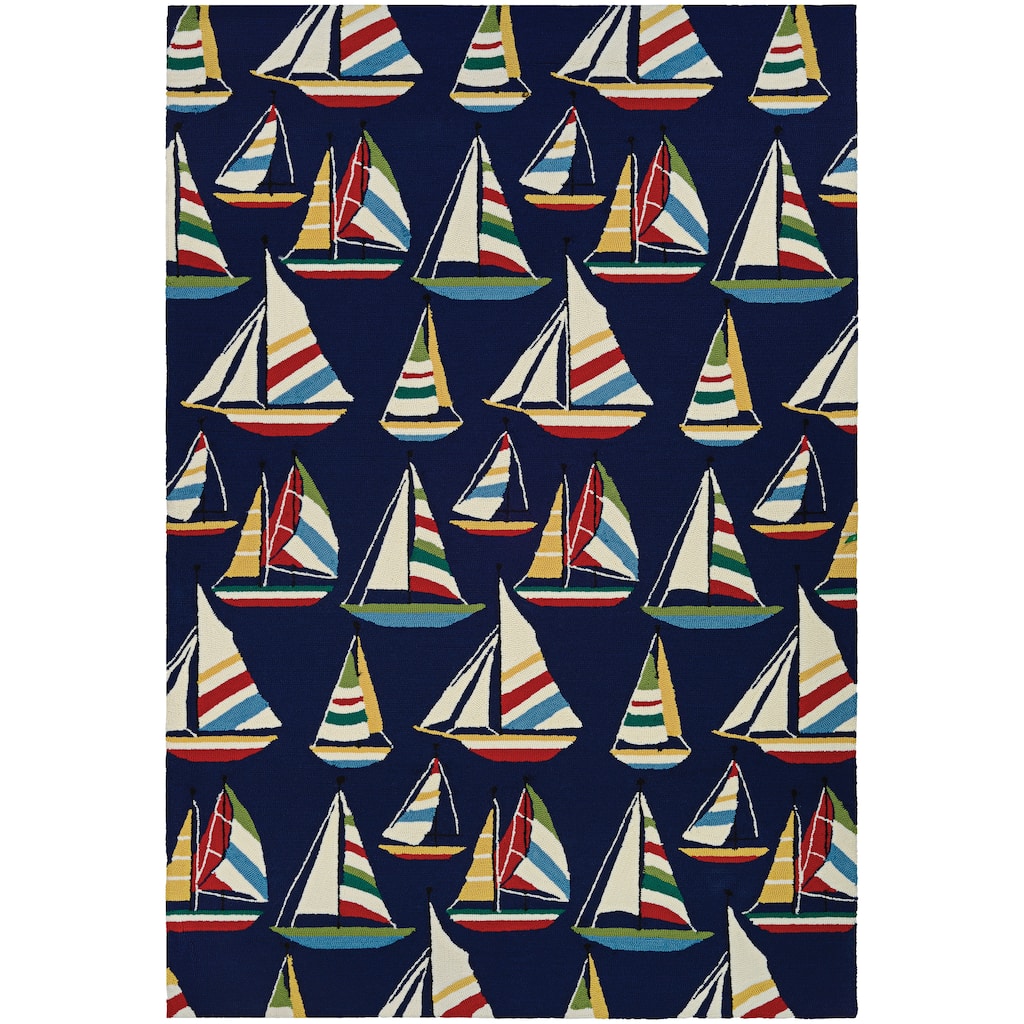 Picadilly Seafaring Navy Blue Indoor/ Outdoor Area Rug