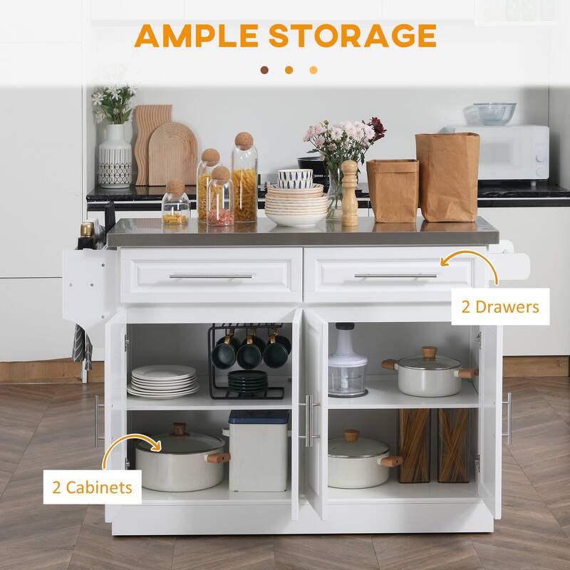 Rolling Kitchen Island with Storage