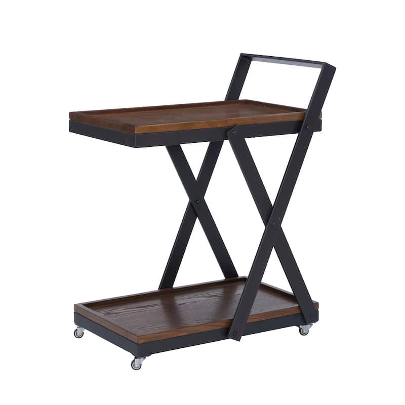 Walton Rustic Wooden Portable Bar Cart