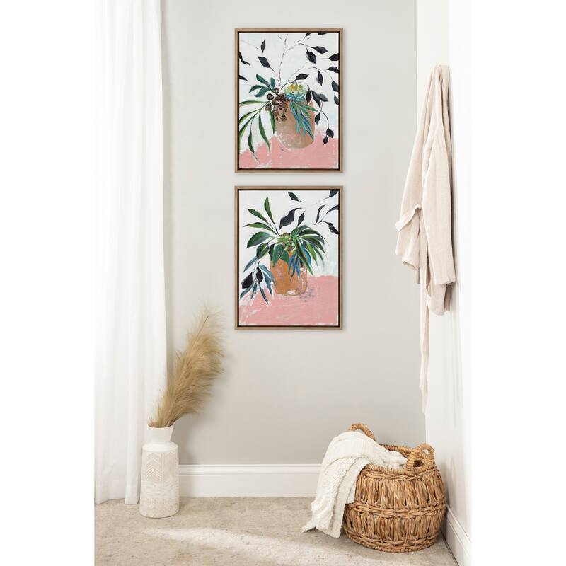 Kate and Laurel Sylvie Wild Foliage Framed Canvas by Nikita Jariwala