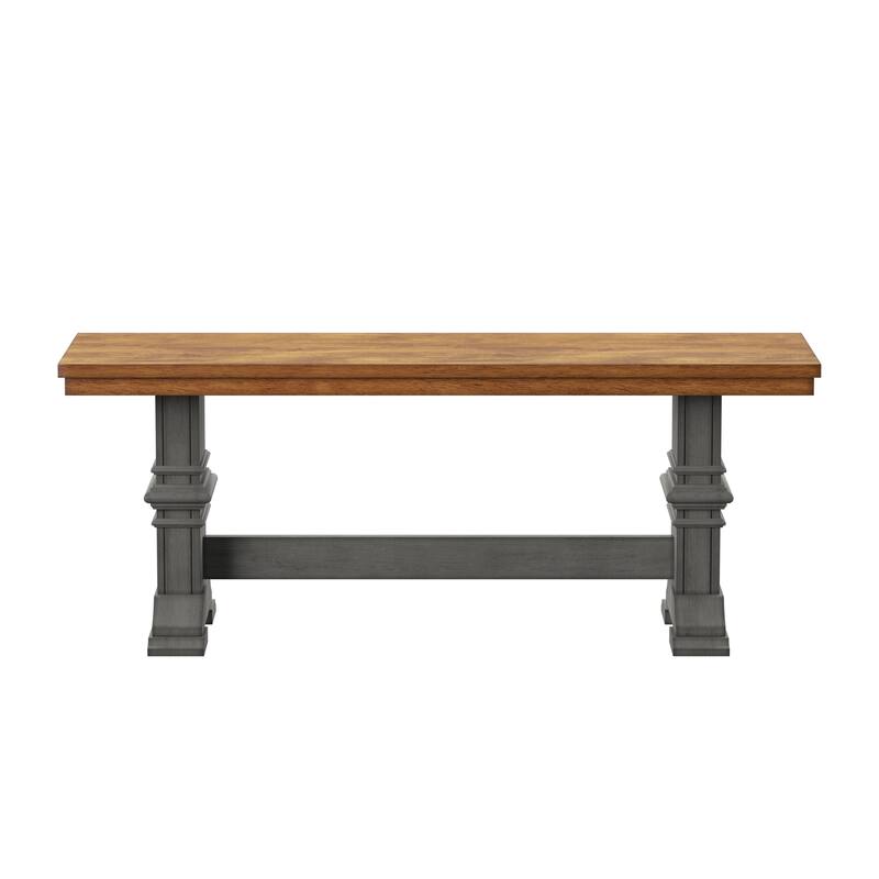 Eleanor Two-Tone Trestle Leg Wood Dining Bench by iNSPIRE Q Classic