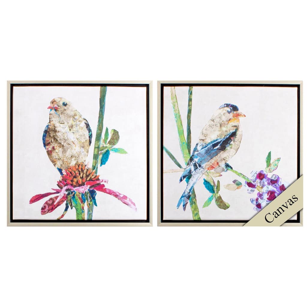 Propac Images Pinch of Gold Finch Framed Canvas Wall Art - Blue