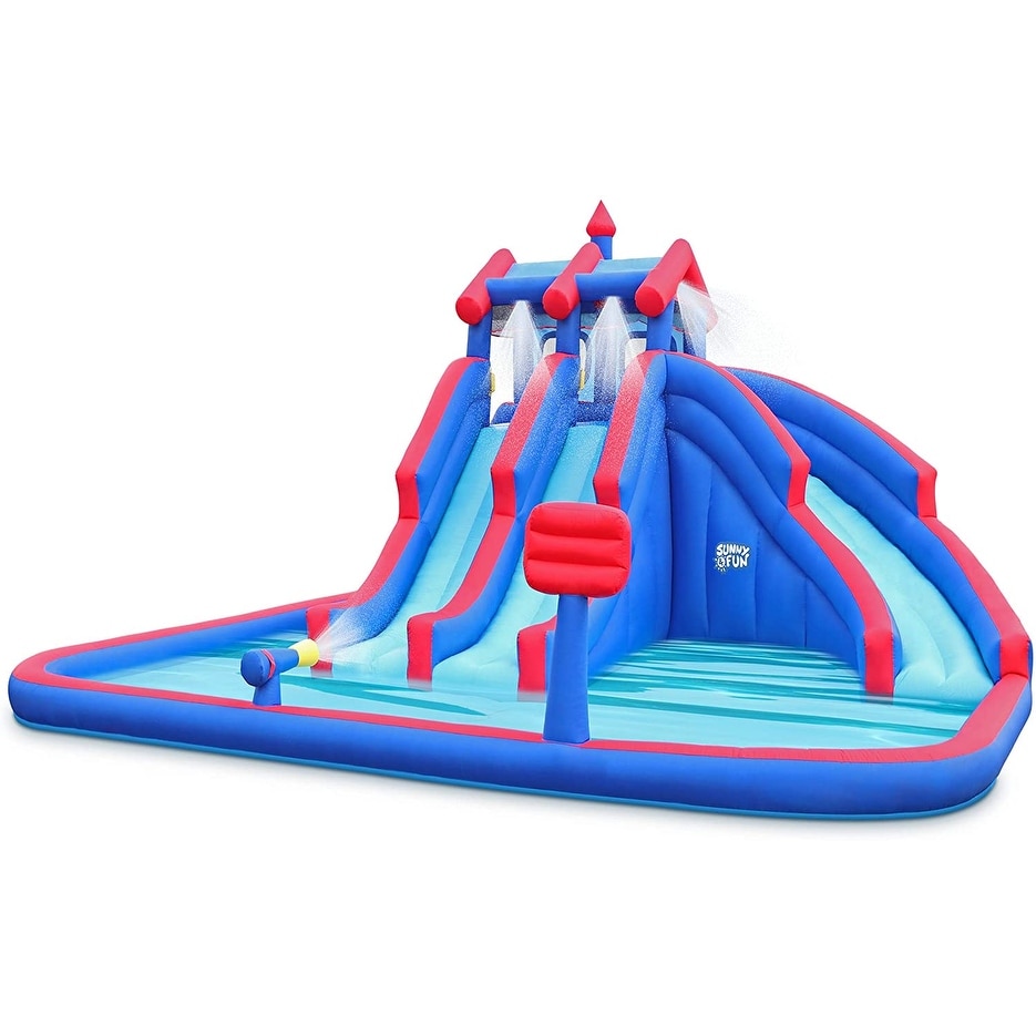 Deluxe Inflatable Water Triple Slide Park Heavy Duty Nylon