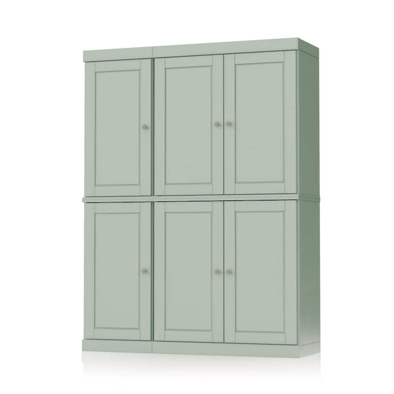 Palace Imports 100% Solid Wood China Pantry with Glass or Solid Wood Doors and 2-Drawers - 48.5" x 71.5"