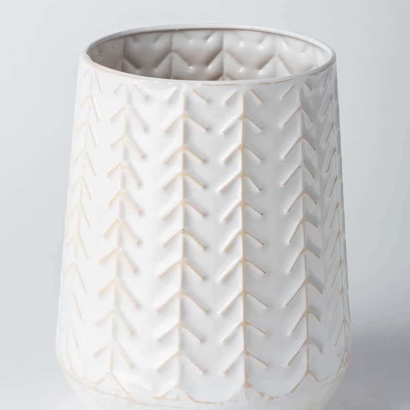 Gemma Green Metal Chevron Vase