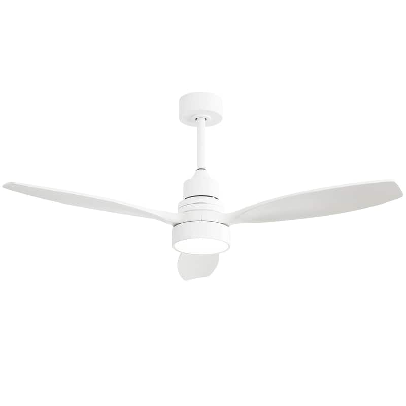 52" Wooden 6-Speed Noiceless Reversible DC Motor Ceiling Fan with Light and Remote - 52 Inch - White