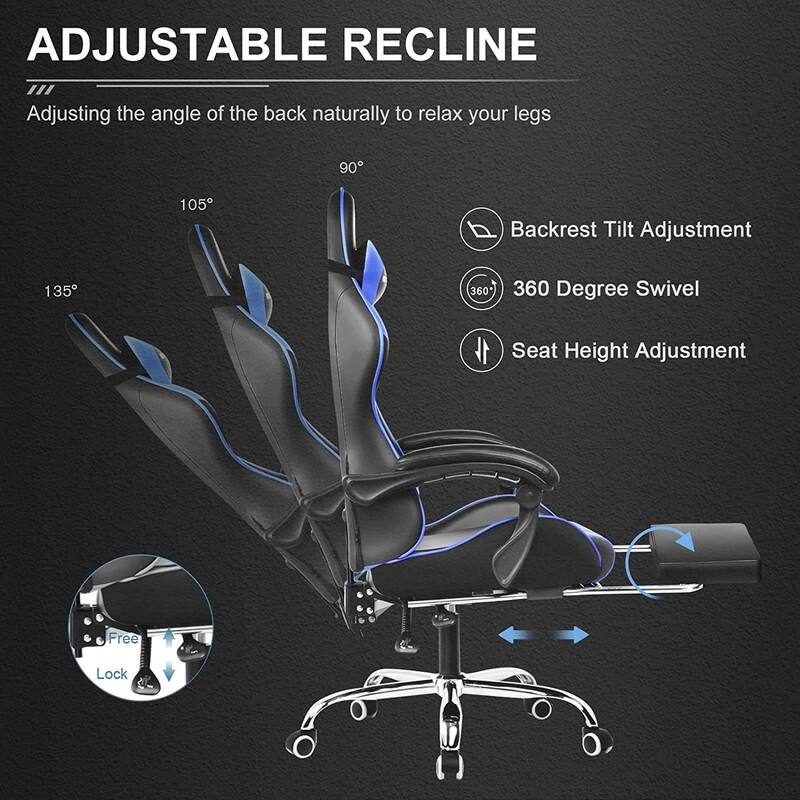 Lucklife Gaming Chair Computer Chair with Footrest and Lumbar Support for Office or Gaming