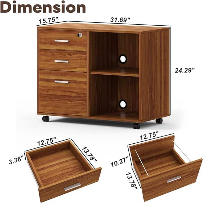 Wood Filing Cabinet - 15.75"D x 31.69"W x 26.29"H