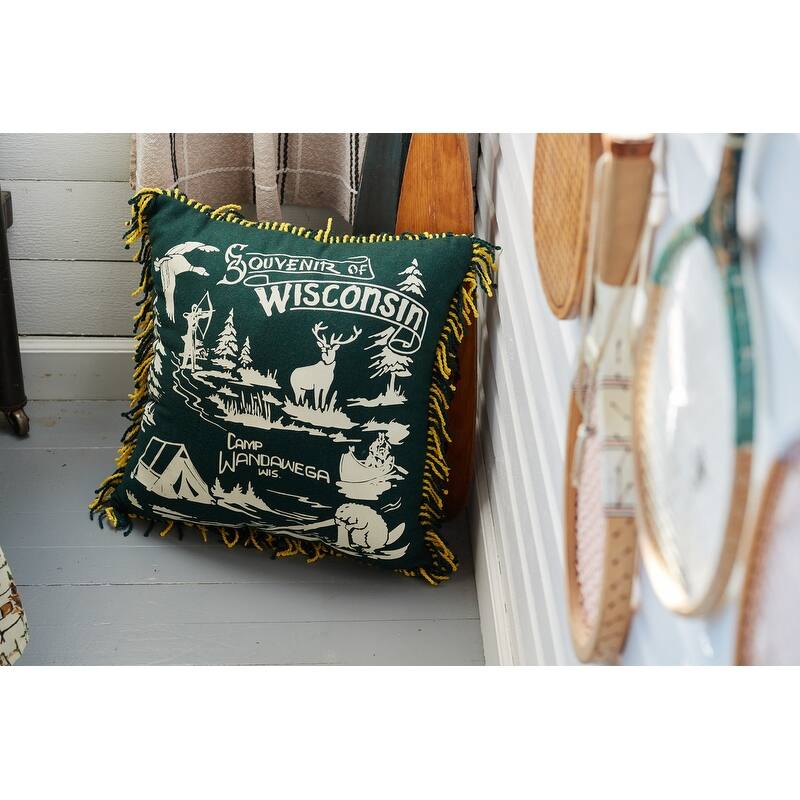Camp Wandawega Souvenir Fringed Throw Pillow - 20" Square