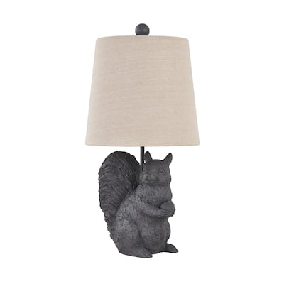 19"H Black Resin Squirrel Table Lamp With Shade - 10" x 10" x 19"