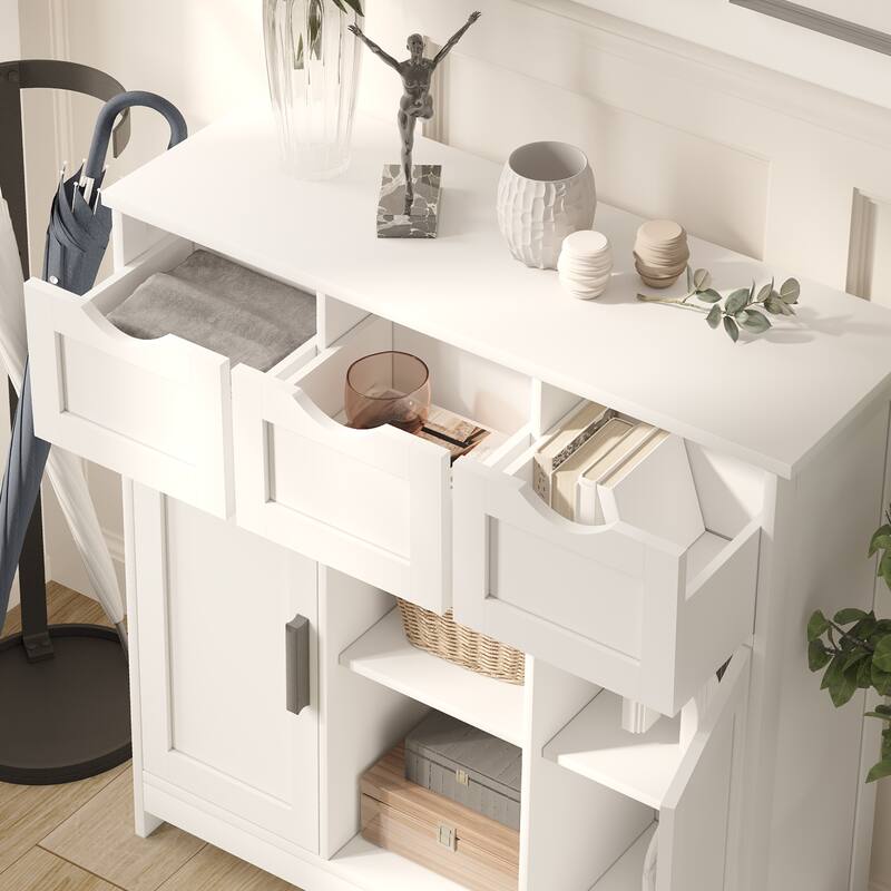Wooden Floor Cabinet,with Drawers and Shelves Storage Cabinets,Accent Cabinet for Living Room,Bedroom
