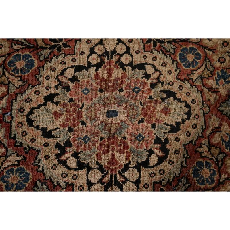 Orange Mahal Persian Antique Area Rug Hand-Knotted Wool Carpet - 9'0"x 12'7"