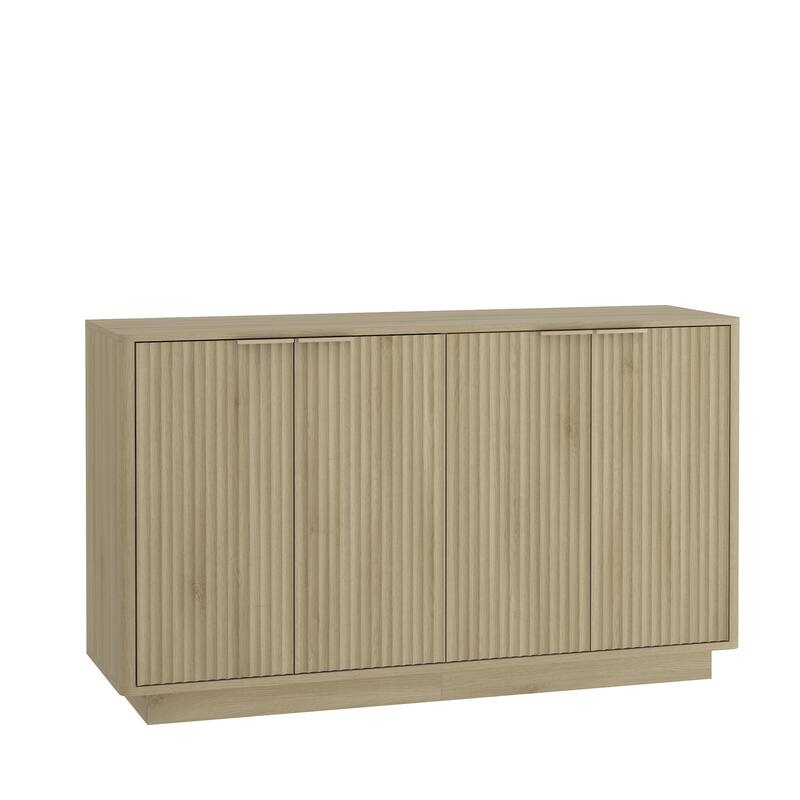 Wood Modern Buffet Cabinet with Storage, Fluted Sideboard Large Buffet with Adjustable Shelves, Credenza, Accent Cabinet