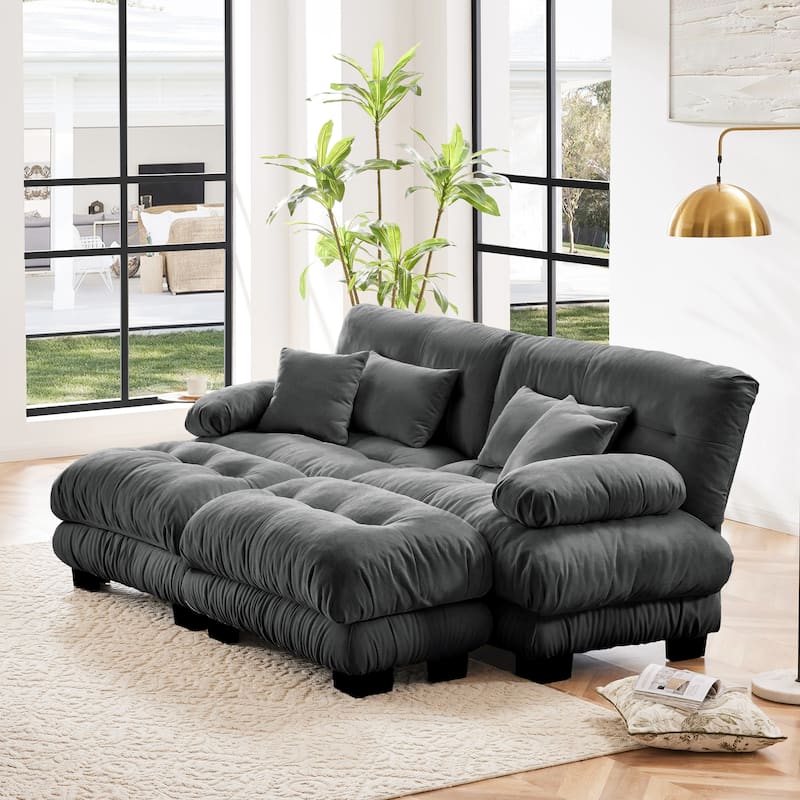 Cloud Couch 2-Seater Sofa with 2 Convertible Ottomans