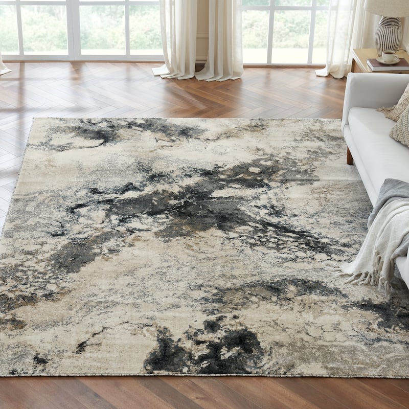 Sandstone Beige Abstract Area Rug - 7' 6" x 9' 6" - Sandstone Beige - Rectangle