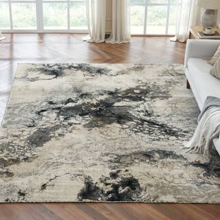 KALATY Sandstone Beige Abstract Area Rug