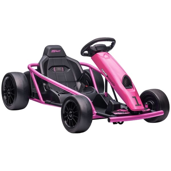 slide 2 of 8, Pink 24V Go Kart, 8.1 MPH, Slow Start, Music & Safety Belt for Ages 8-12 8-11 Years - Pink
