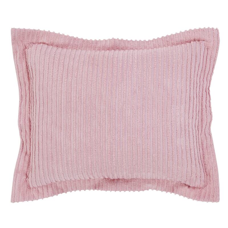 Better Trends Jullian Bold Stripes Design 100% Cotton Tufted Shams Machine Washable Tumble Dry - Pink - Standard Sham