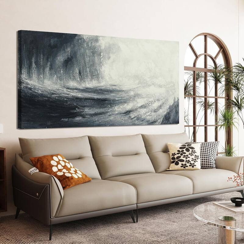Abstract Art Work Black and White Wall Art Decor - 24 x 48