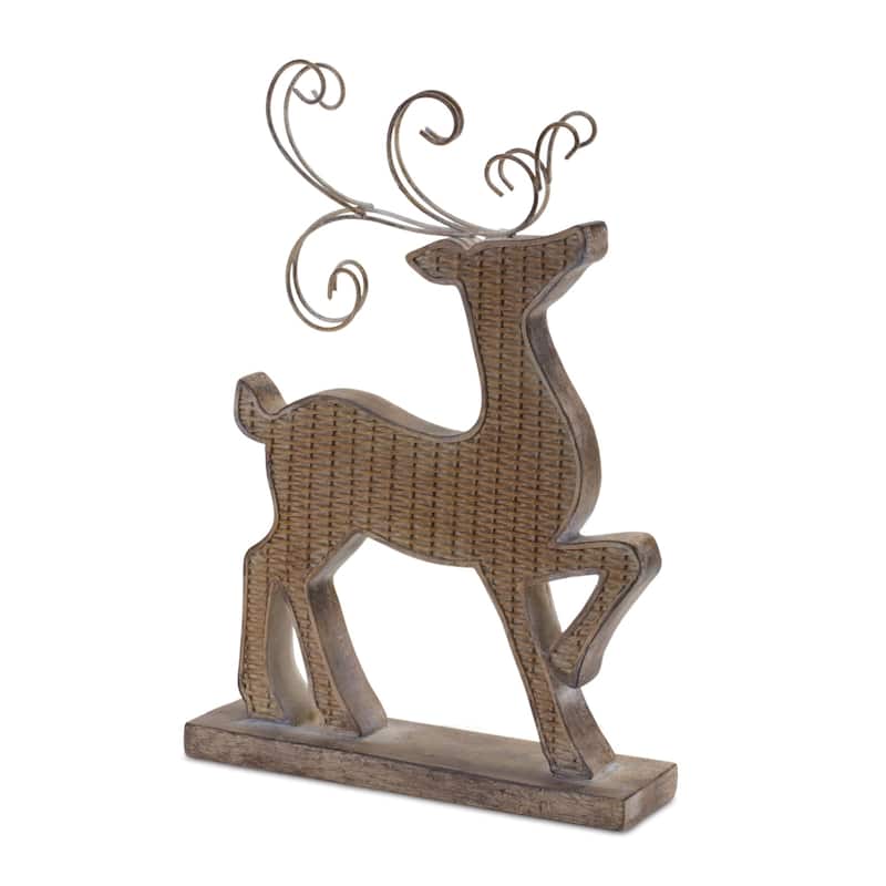 Wicker Style Deer Silhouette Christmas Figurines - 11.75" - Set of 2