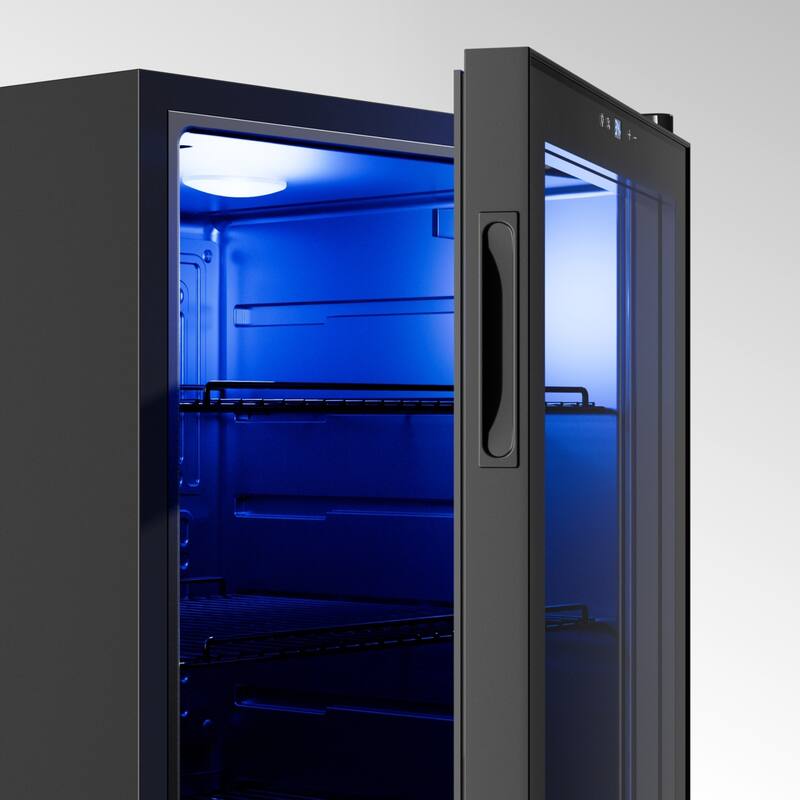 Yeego 1.62 Cu.Ft Beverage Cooler with Glass Door, LED Light, Adjustable Shelves, Energy-Efficient Mini Fridge
