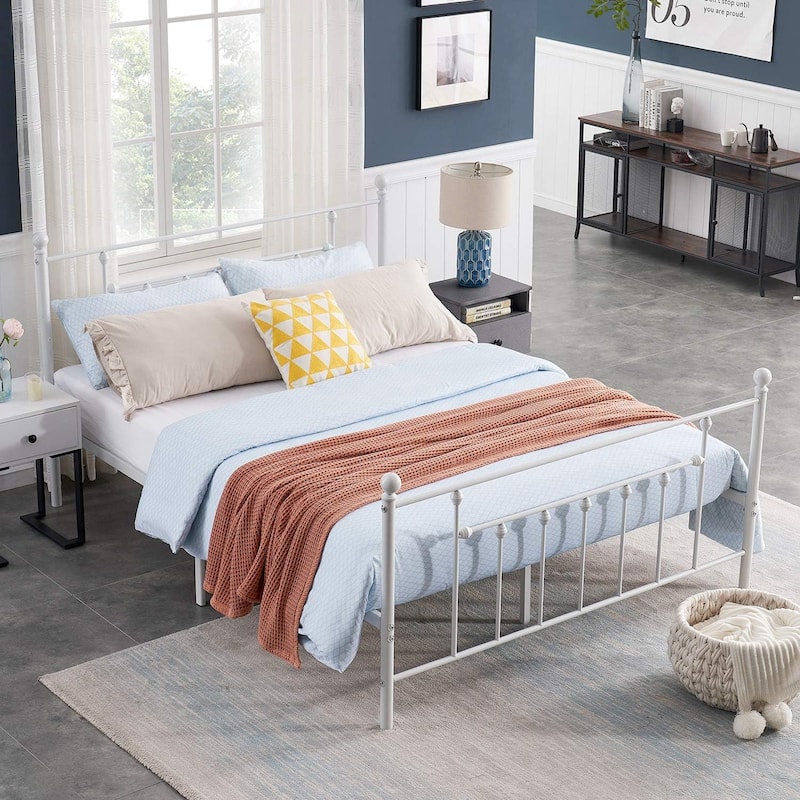 Victorian Platform Bed Frame With Headboard and Footboard Twin/Full/Queen Size Beds