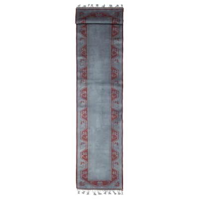 ECARPETGALLERY Hand-knotted Color Transition Grey Wool Rug - 2'7 x 12'10
