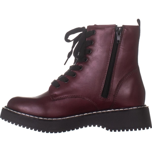 combat boots burgundy