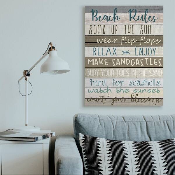 Stupell Industries Nautical Fun Beach Rules List Rustic Boardwalk Sign Canvas Wall Art Brown Overstock 31604104