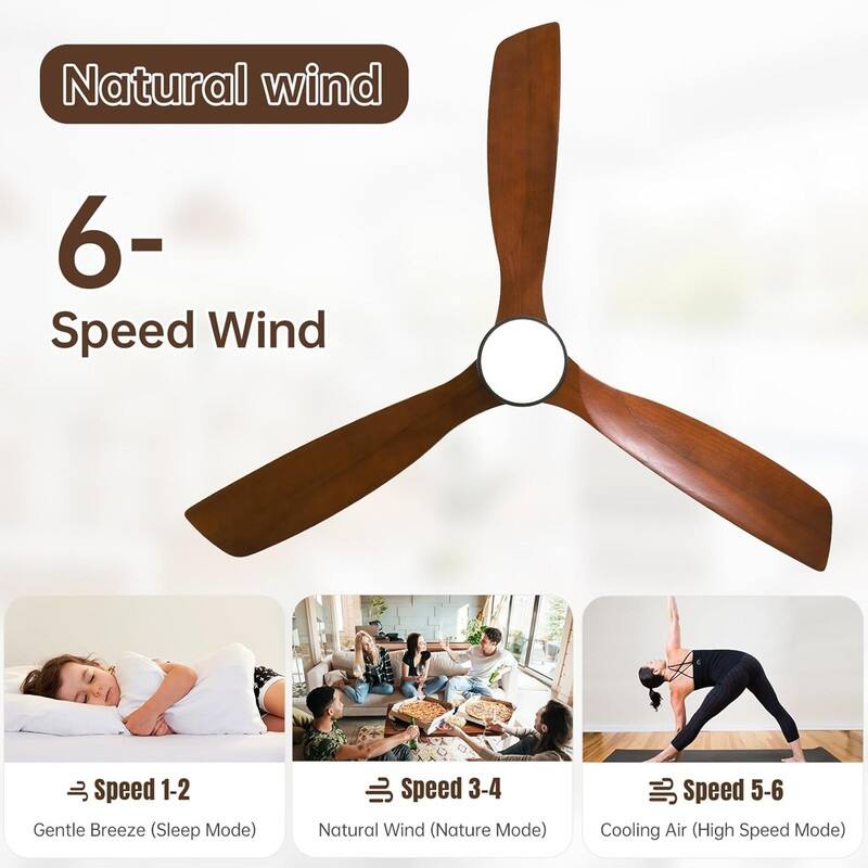 60" Black & 52" White Ceiling Fans with LED Light & Reversible DC Motors