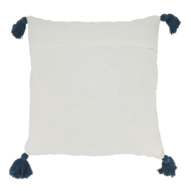 Striped Pillow With Tassel Corners Design