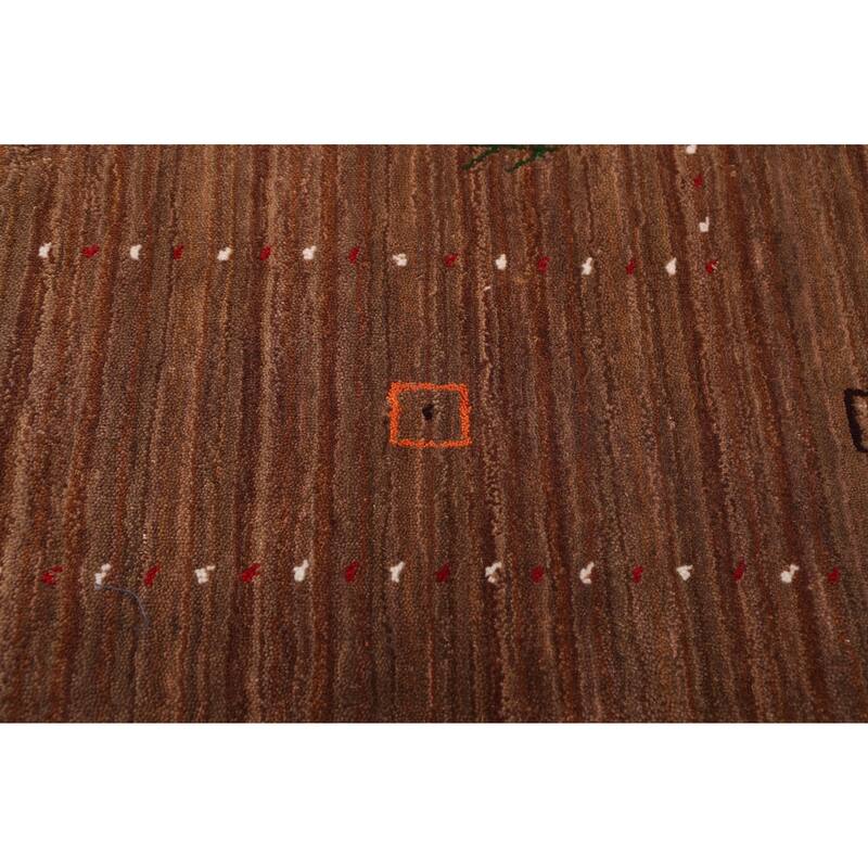 ECARPETGALLERY Hand Loomed Kashkuli Gabbeh Brown Wool Rug - 4'10 x 6'10