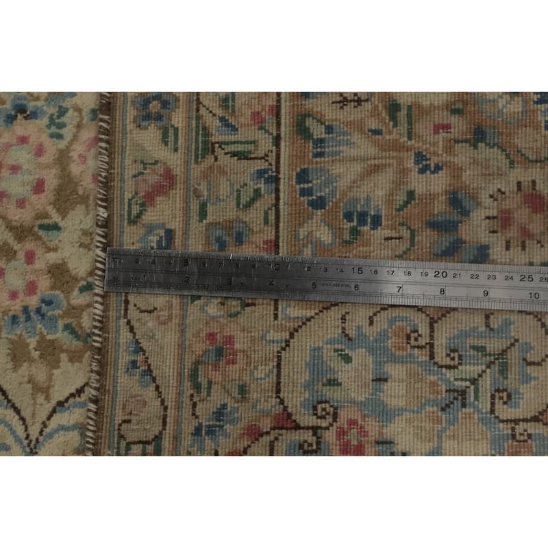 Hand Knotted Oriental 100% Wool Carpet Traditional Floral Brown Kerman Area Rug - 11' 11'' X 9' 6''