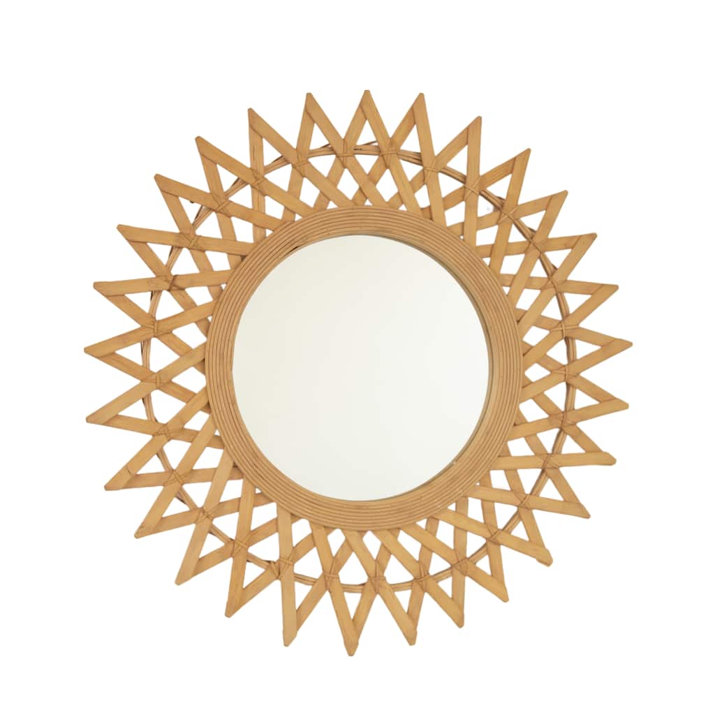 Solana Bamboo Artistry Irregular Circle Mirror - Hemp Accent, Bathroom, Bedroom - Silver