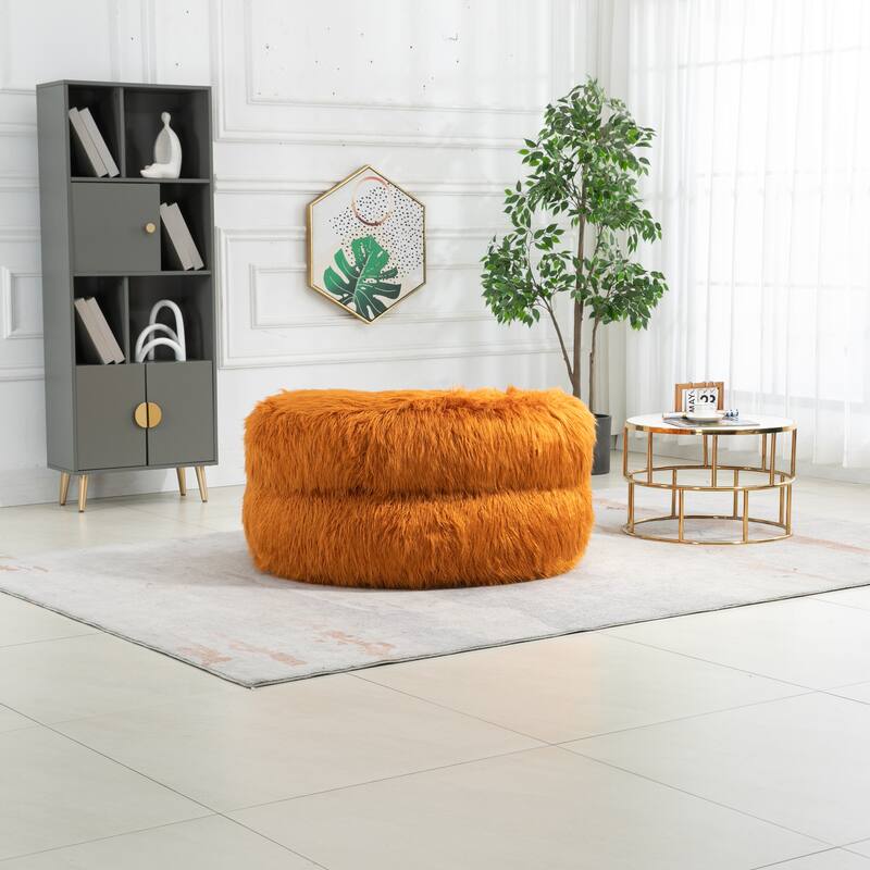 Fluffy Bean Bag Chair with Ottoman, Comfy Bean Bag Lounger for Adults and Kids, Ultra Soft Lazy Sofa Chair with Memory Foam