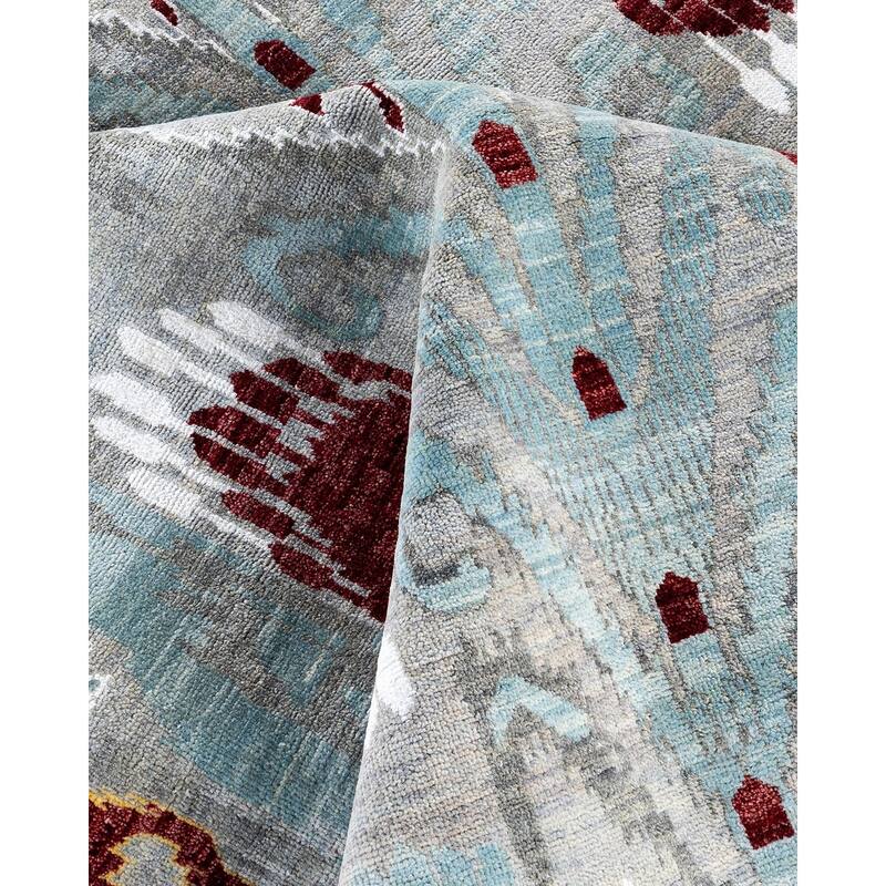 Ikat One-of-a-Kind Hand-Knotted Area Rug, Gray - 9' 1" x 12' 4"