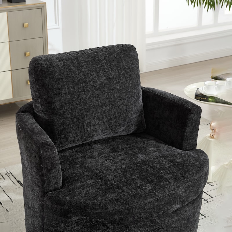 GDFStudio - Evarist Chenille Swivel Chair with Metal 360°Turntable