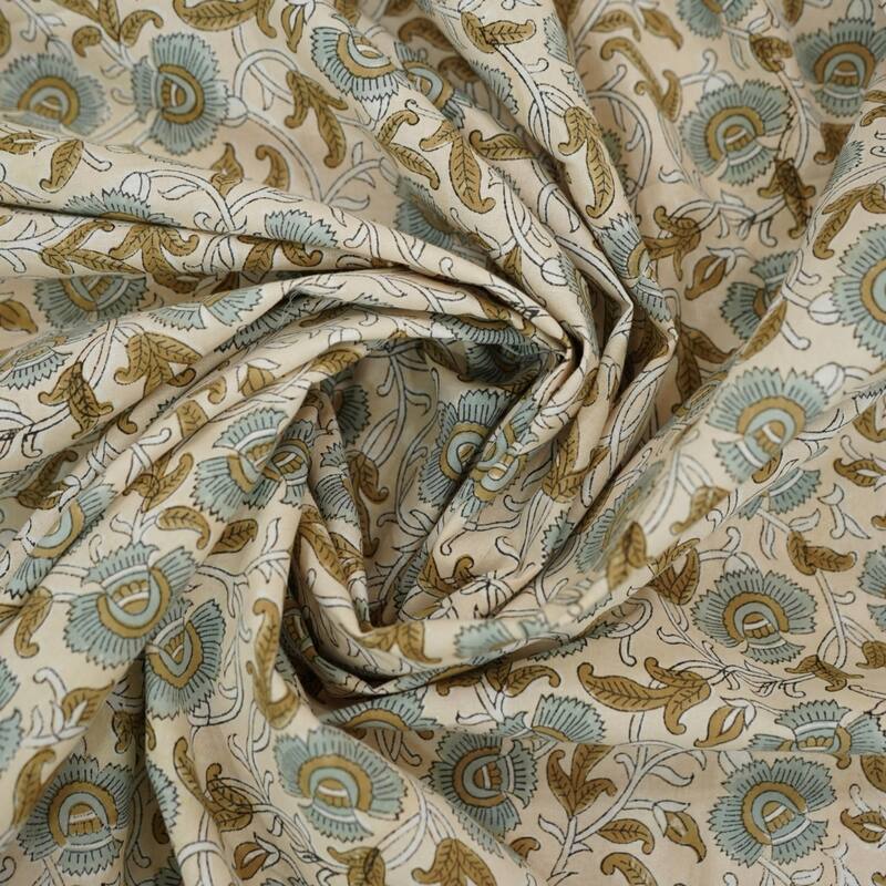 Fabdivine Cotton Hand Block Floral Flat Sheet Bed Room Home Décor Accent Gift