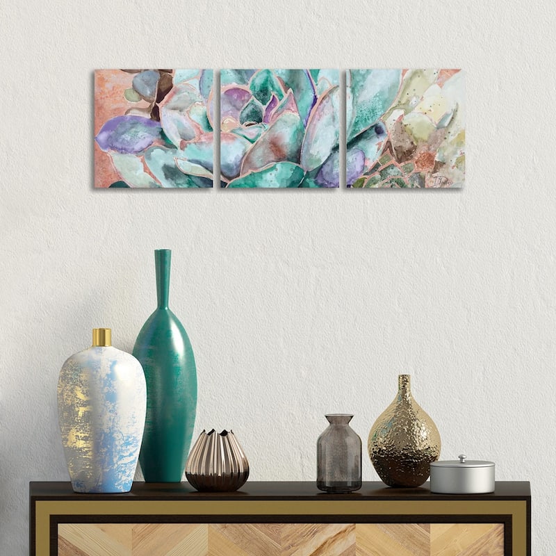 iCanvas "Desert Flower On Terra Cotta" by Patricia Pinto 3-Piece Canvas Wall Art Set - 12x36x1.5