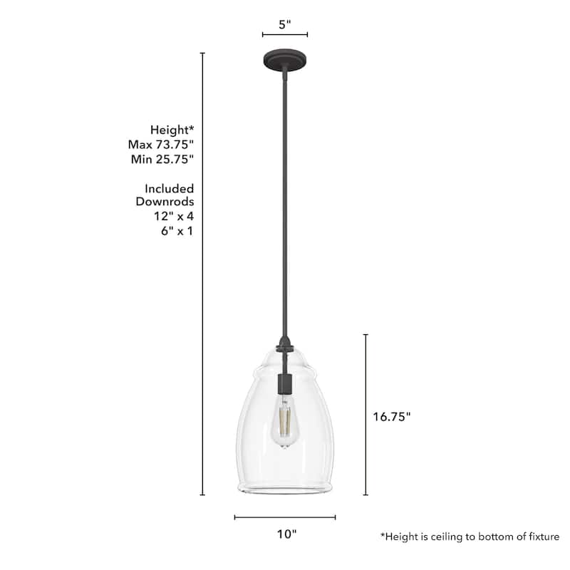 Hunter Dunshire 1-Light Dome Pendant - Kitchen Island, Dining Room, Entry - Modern Farmhouse, Transitional, Contemporary