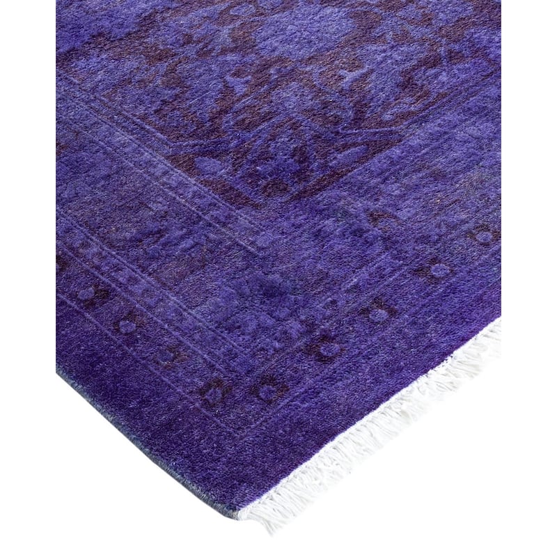 Overton Handknotted Wool Vintage Inspired Contemporary Overdyed Purple Area Rug - 15' 6" x 11' 4"