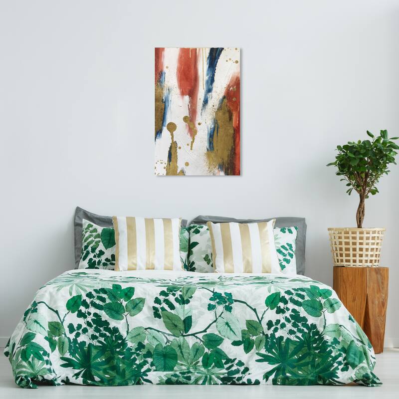 Wynwood Studio Canvas Abstract Golden Orange Mix White and Metallic Gold Modern & Contemporary Wall Art Canvas Print - 36 x 24