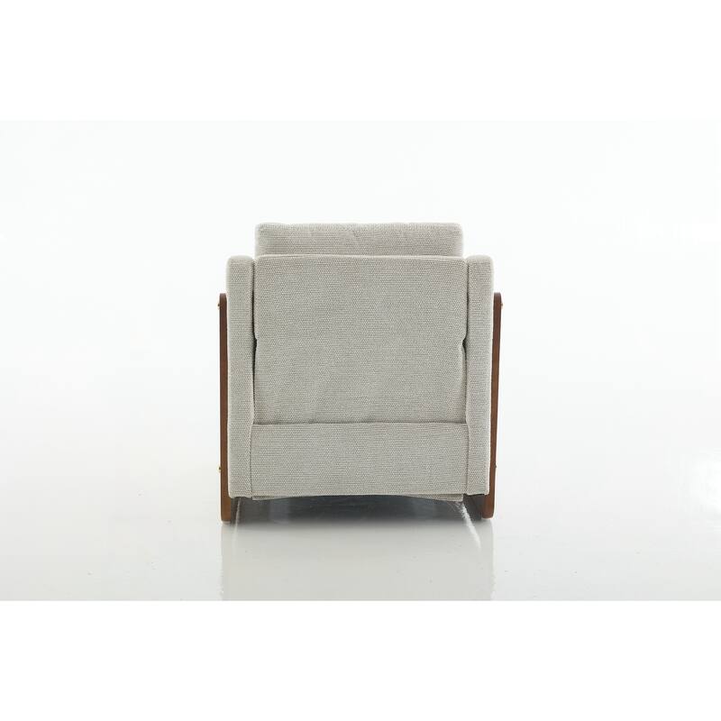 Modern Upholstered Armchair with Wooden Side Frame , Accent Leisure Chair with Cushioned Seat and Backrest