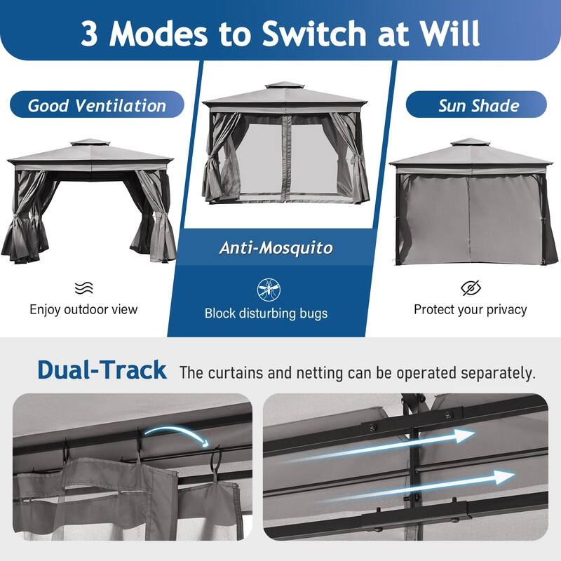 Spruce & Spring Outdoor Gazebo Tent with Double Roofs