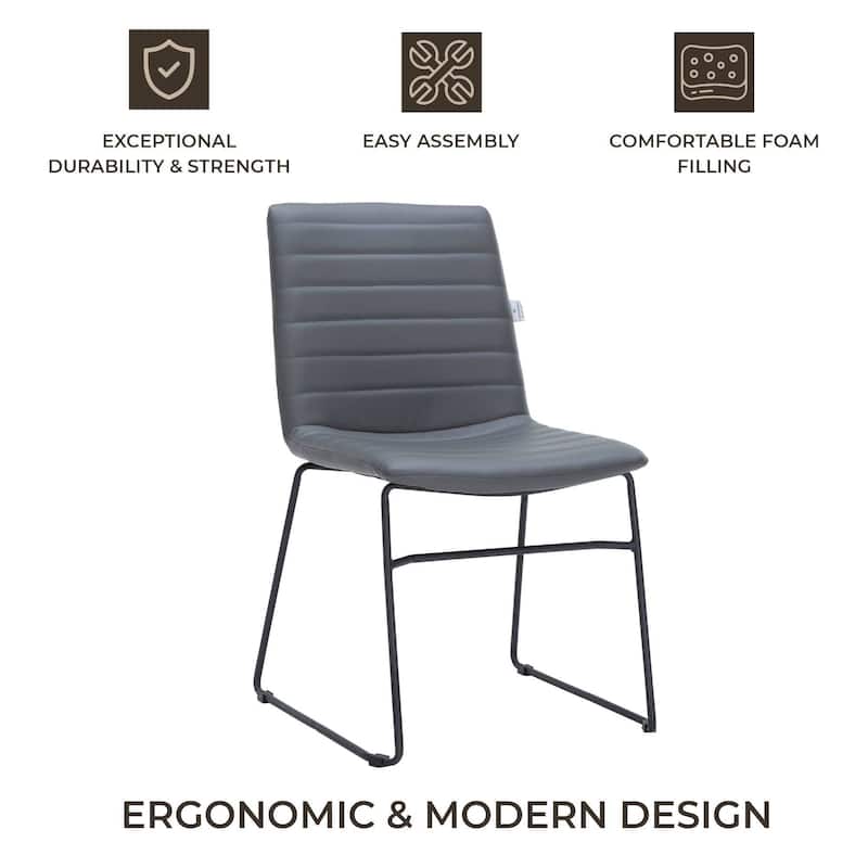 Zylar Modern Leather Guest Chair with Lumbar Support, Stainless Steel Base, High-Density Foam, Floor Protectors, 300 lb Capacity