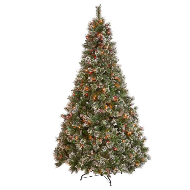 7.5-ft Spruce Pre-Lit or Unlit Artificial Christmas Tree with Snow Glitter Branches Frosted Pinecones by Christopher Knight Home