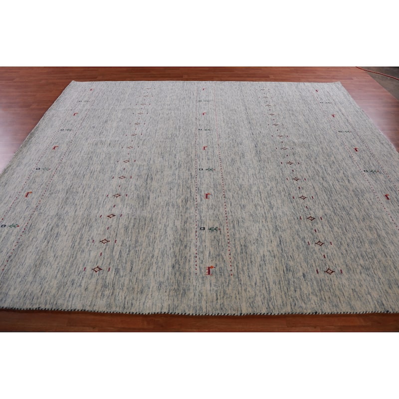 Hand Knotted Oriental 100% Wool Carpet Tribal Tribal Greys & Charcoal Gabbeh Area Rug - 9' 10'' X 8' 3''