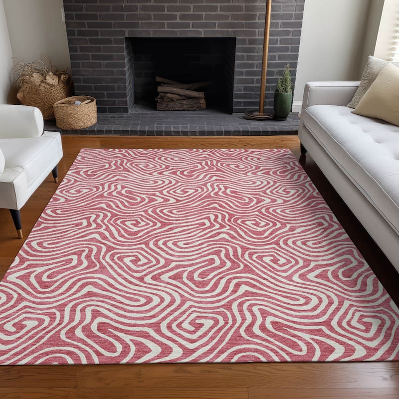 Machine Washable Indoor/ Outdoor Modern Trance Chantille Rug